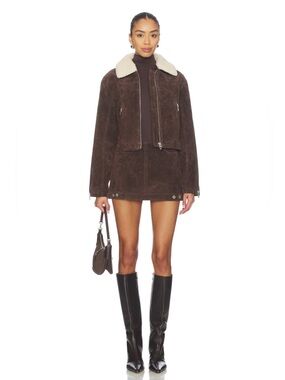 NWT BLANK NYC Chocolate Brown Suede Jacket and Matching Skirt Set - Small / 27